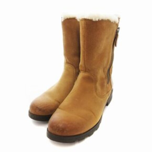 Sorel Shoes - Sorel‎ Women's Tan Emelie Foldover NL3025-224 Leather Side Zip Snow Boot Size 9